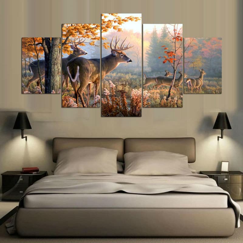 Framed 5 Panels - Deer