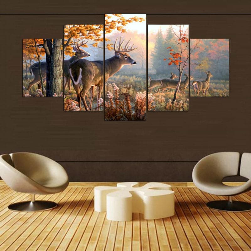 Framed 5 Panels - Deer