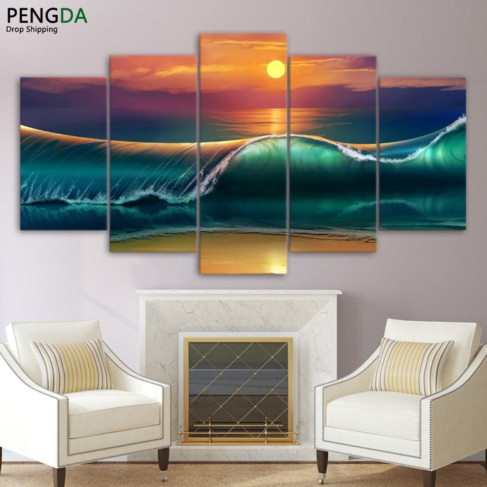Framed 5 Panels - Seascape