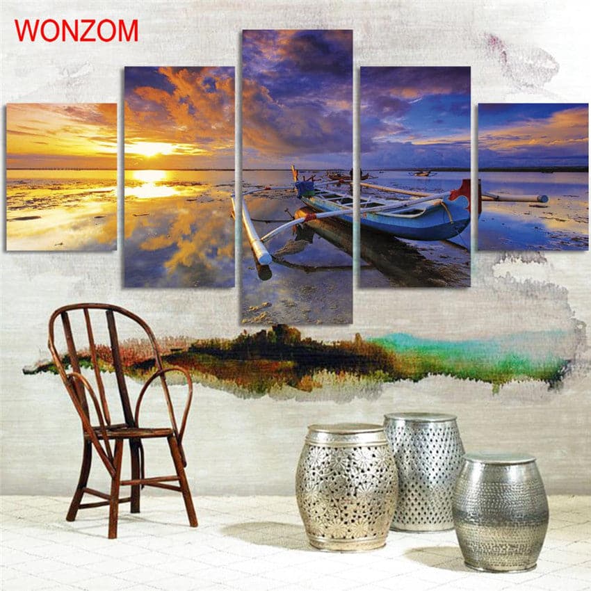 Framed 5 Panels - Seascape
