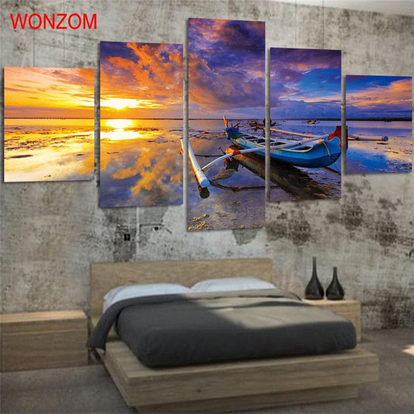 Framed 5 Panels - Seascape