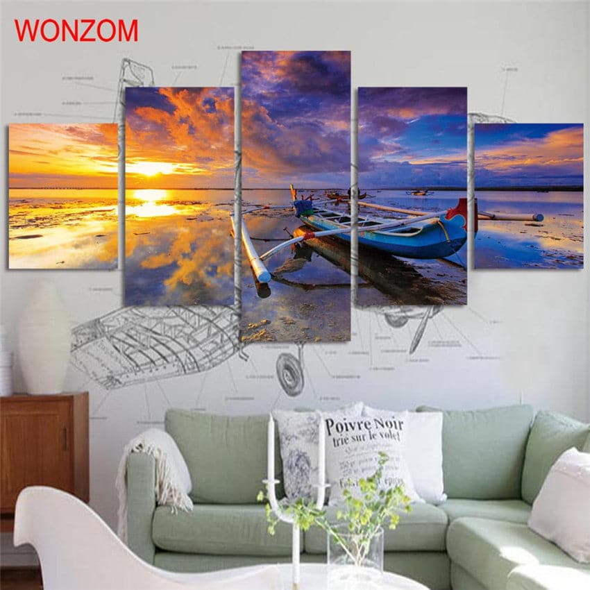 Framed 5 Panels - Seascape