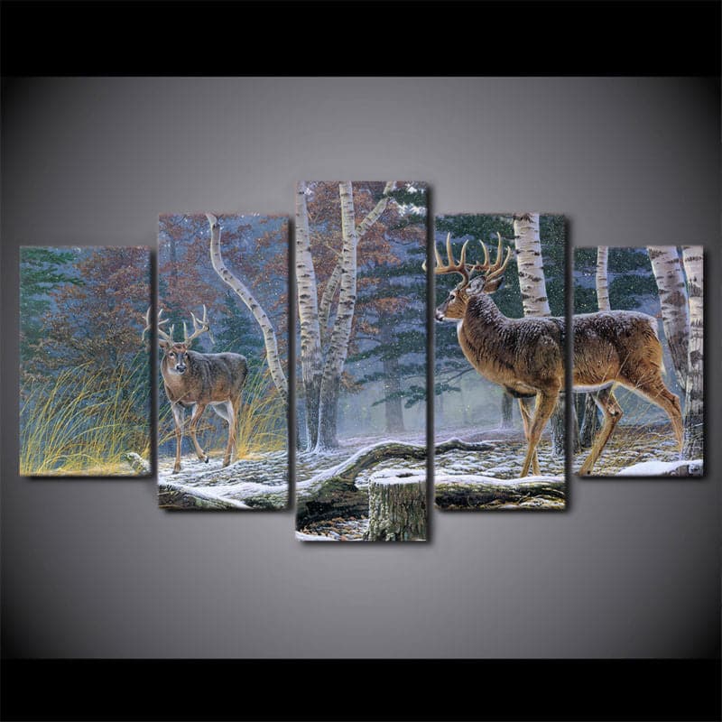 Framed 5 Panels - Deer