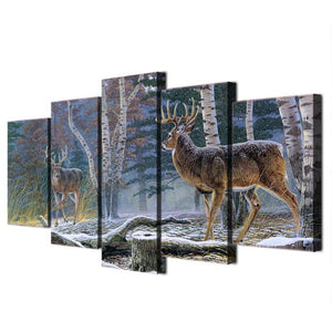 Framed 5 Panels - Deer