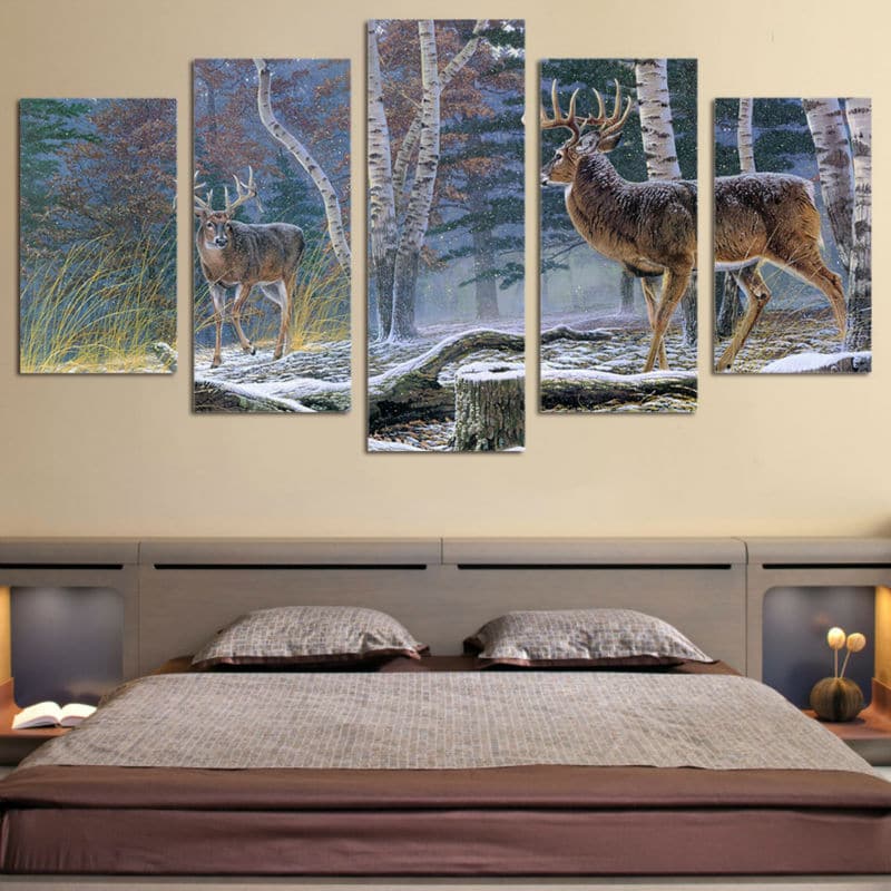 Framed 5 Panels - Deer