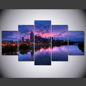 Framed 5 Panels - City Night