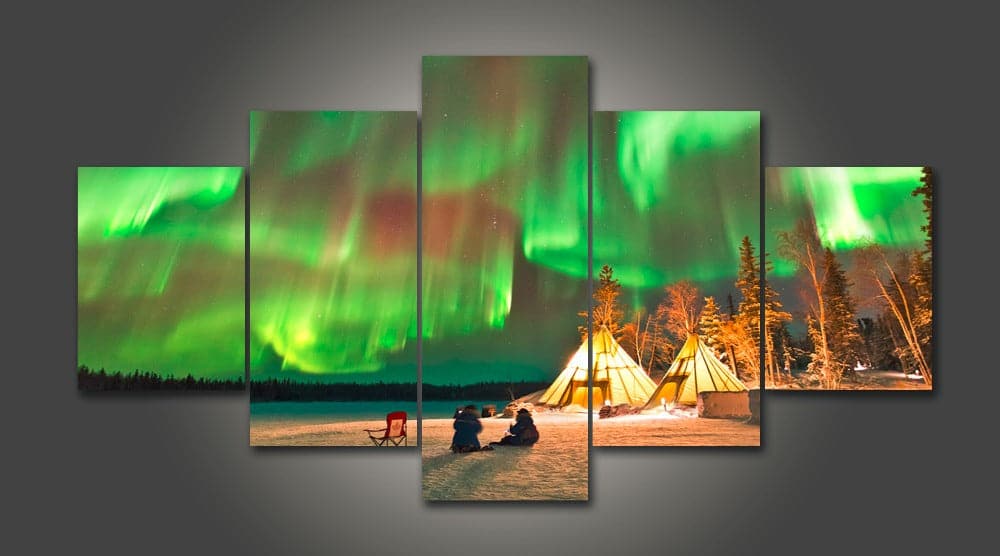 Framed 5 Panels - Northern lights