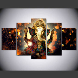 Framed 5 Panels - Ganesha