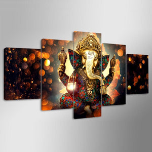 Framed 5 Panels - Ganesha