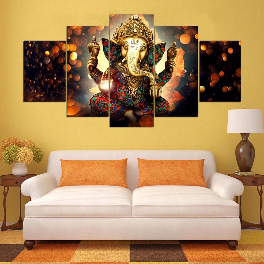 Framed 5 Panels - Ganesha