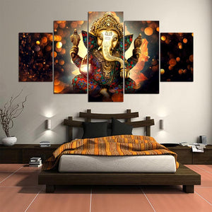 Framed 5 Panels - Ganesha