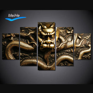 Framed 5 Panels - Dragon