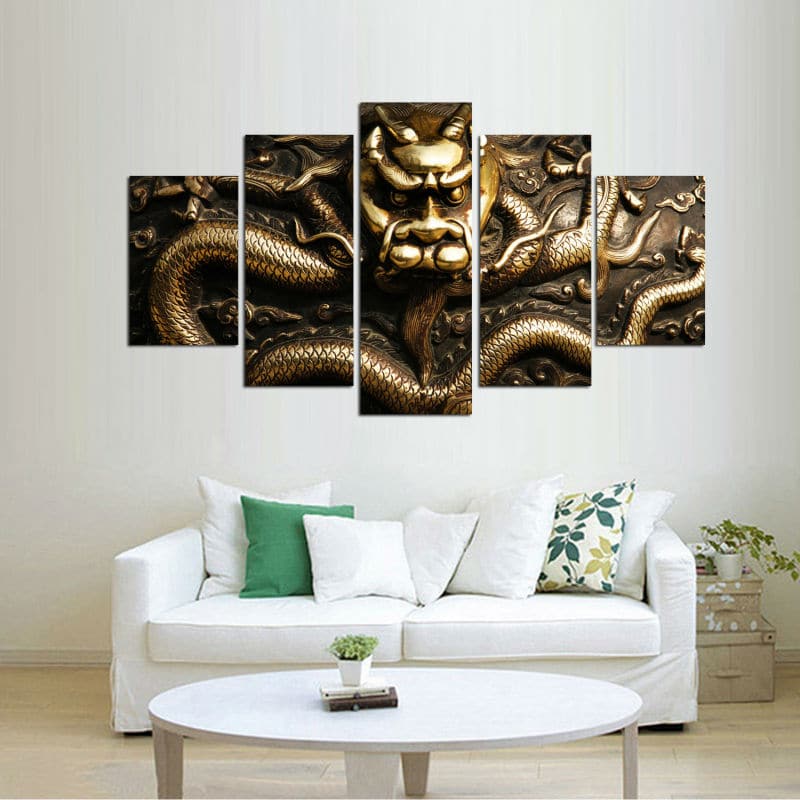 Framed 5 Panels - Dragon