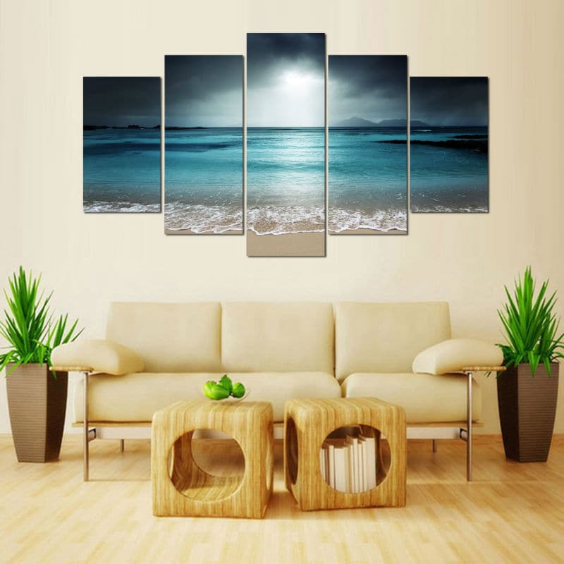 Framed 5 Panels - Peaceful Seascape