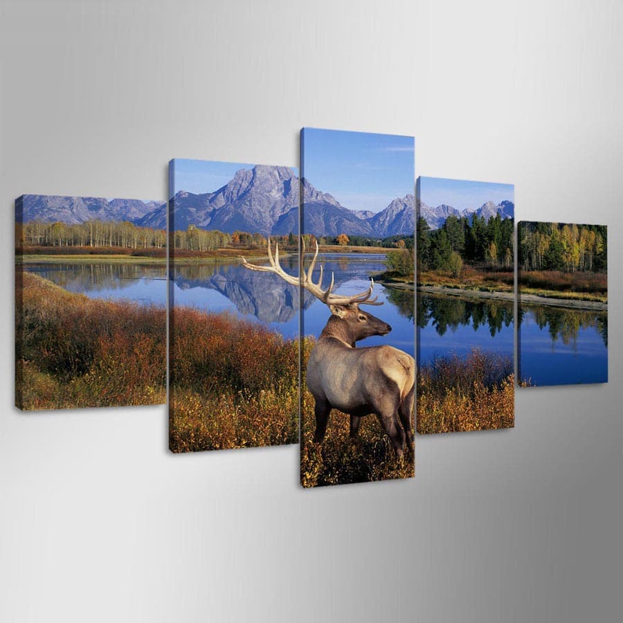 Framed 5 Panels - Deer