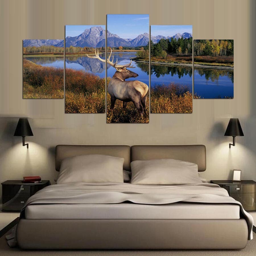 Framed 5 Panels - Deer