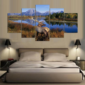 Framed 5 Panels - Deer