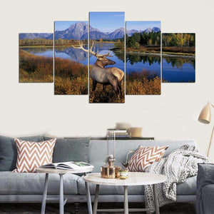 Framed 5 Panels - Deer