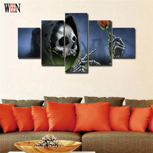 Framed 5 Panels - Skull