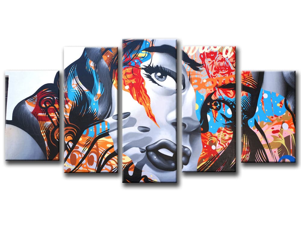 Pine Stretched  Framed 5 Panels - Pop Art