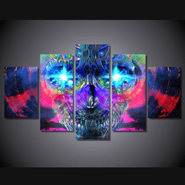 Framed 5 Panels - Skull