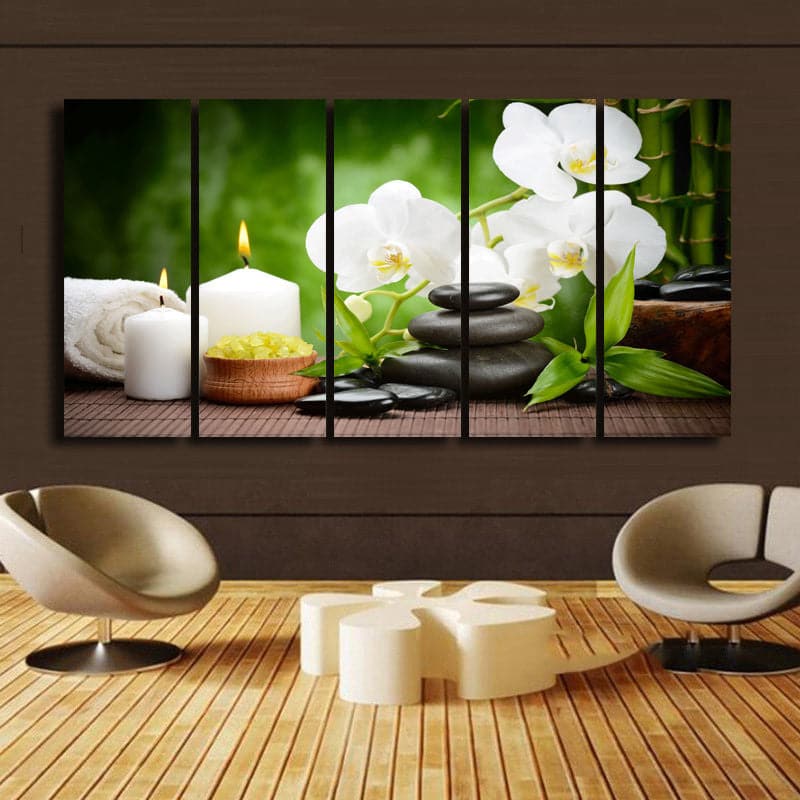 Pine Stretched  Framed 5 Panels - Relax