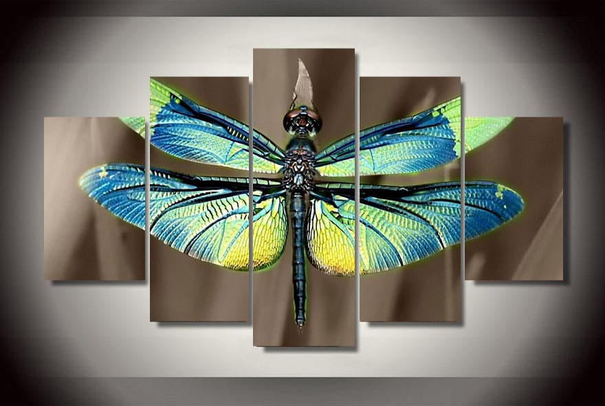 Framed 5 Panels - Dragonfly