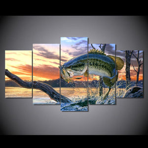 Framed 5 Panels - Fish