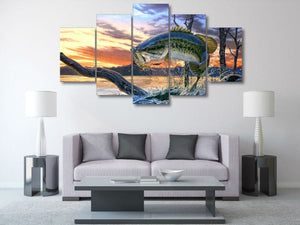 Framed 5 Panels - Fish