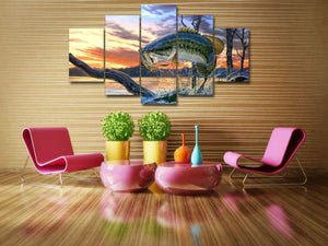 Framed 5 Panels - Fish