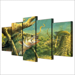 Framed 5 Panels - Fish