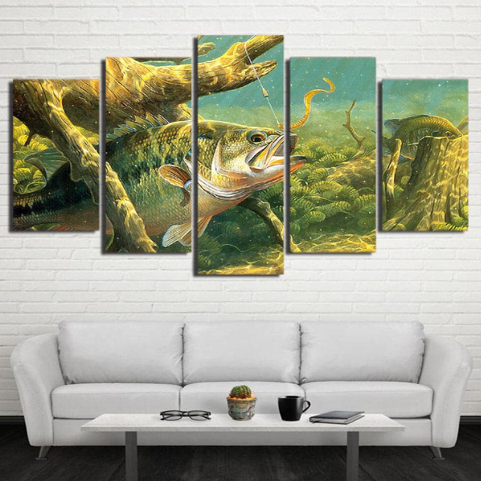 Framed 5 Panels - Fish