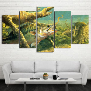 Framed 5 Panels - Fish