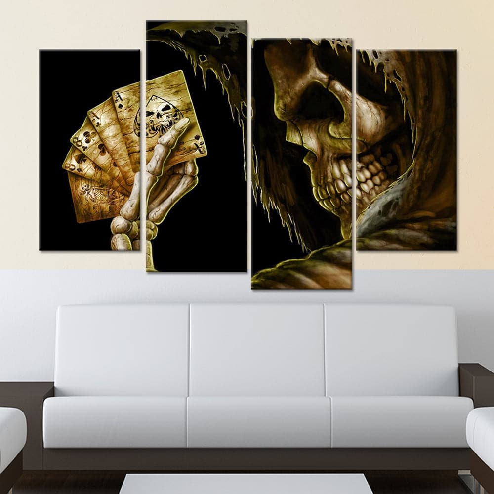 Framed 4 Panels - Skull