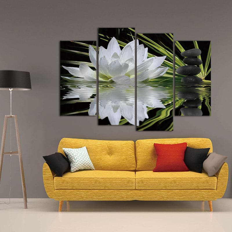 Pine Stretched  Framed 4 Panels - Flower