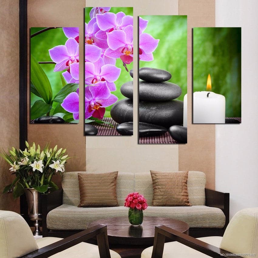 Framed 4 Panels - Flower