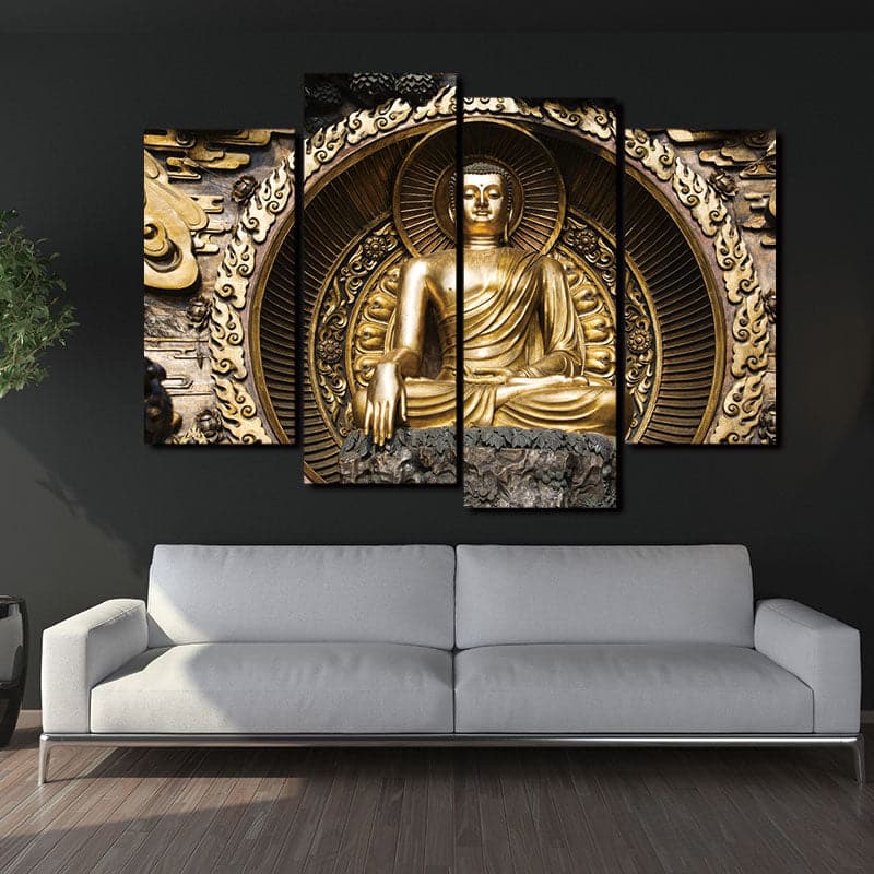 Framed 4 Panels - Buddha
