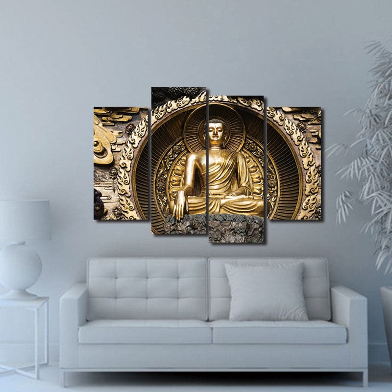 Framed 4 Panels - Buddha