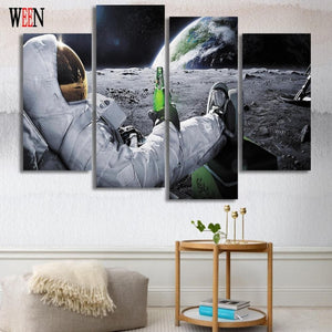 Framed 4 Panels - Drinking On The Moon