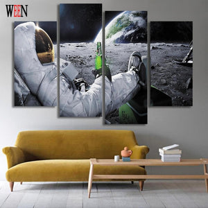 Framed 4 Panels - Drinking On The Moon