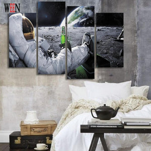 Framed 4 Panels - Drinking On The Moon