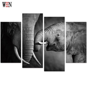 Framed 4 Panels - Elephant