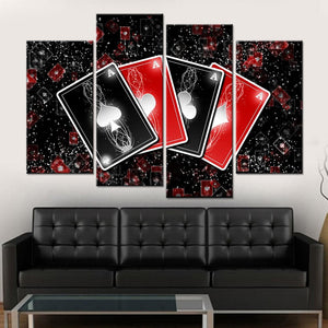 Framed 4 Panels - Poker