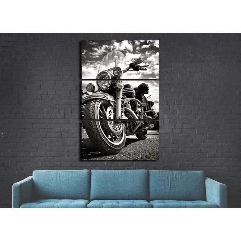 Pine Stretched  Framed 3 Panels - Harley-Davidson
