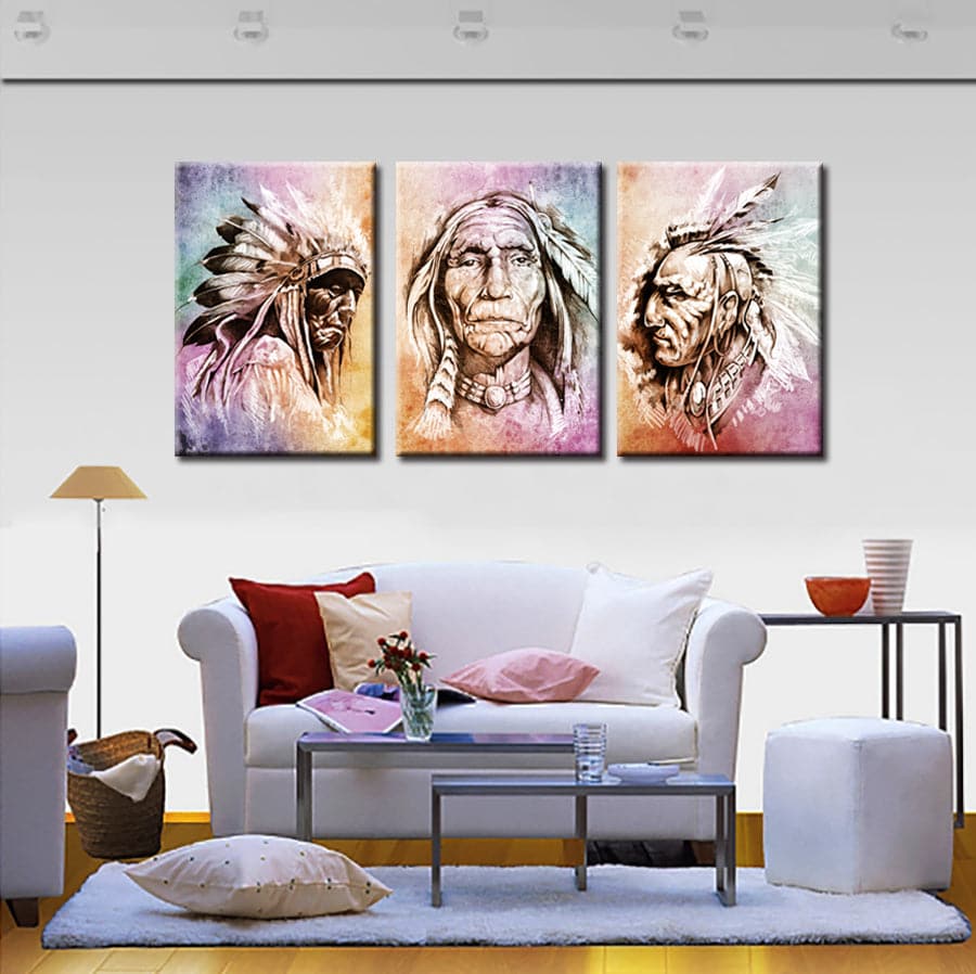 Pine Stretched  Framed 3 Panels - America Indiana Men