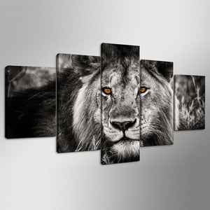 Framed 5 Panels - Lion