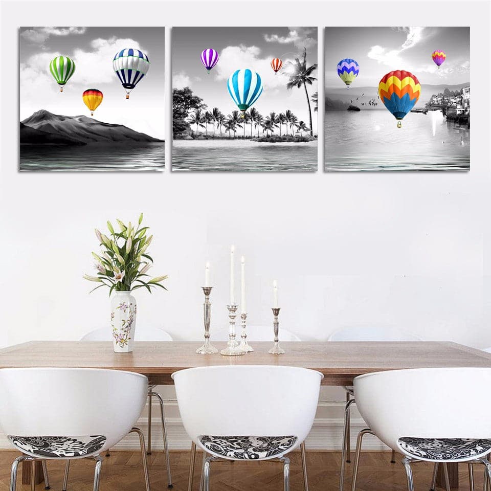 Framed 3 Panels - Hot Air Balloon