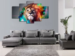 Framed 5 Panels - Lion