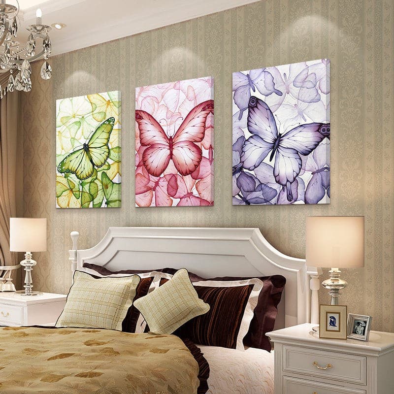 Framed 3 Panels - Butterflies