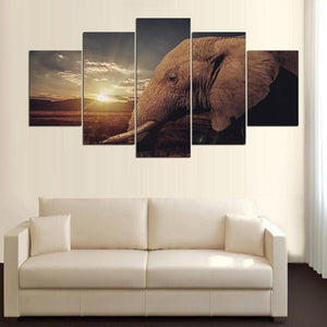 Framed 5 Panels - Elephant